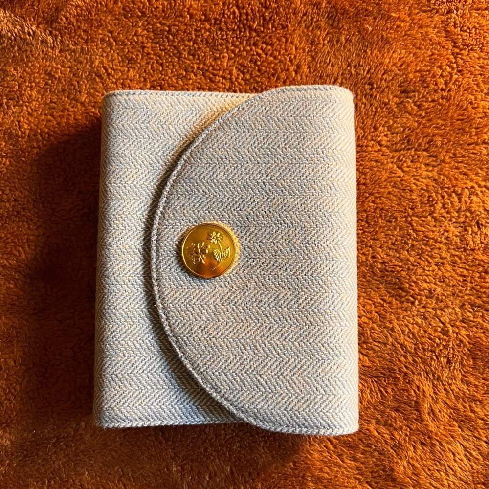 Hobonichi Tweed A6 5 Year Cover Beige Herringbone Wallet with Gold Button